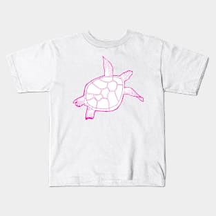 Swimming hot pink turtle Kids T-Shirt